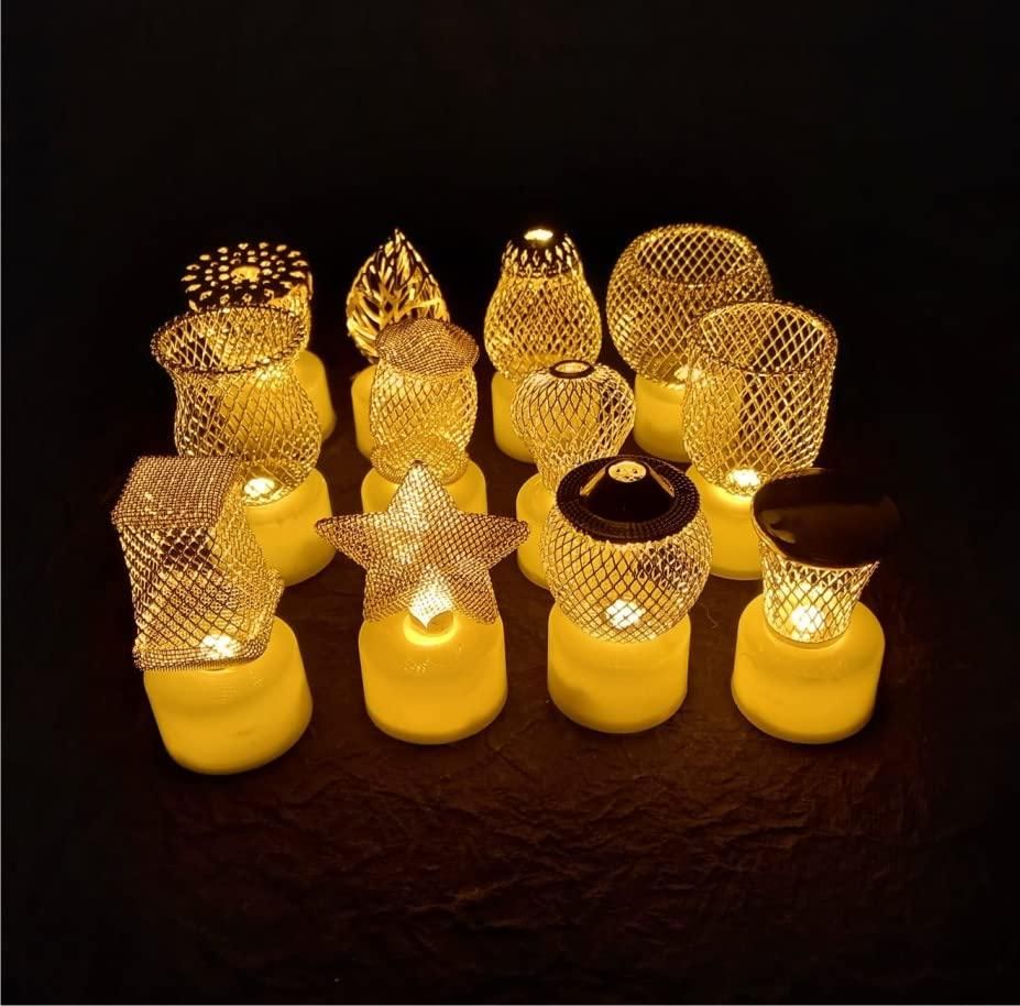 Golden Net LED Tealight Candle Lanterns Star 6 pcs